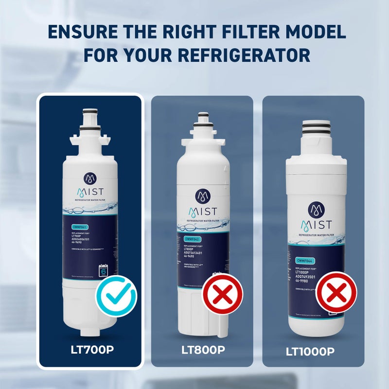 Mist ADQ36006101 Refrigerator Water Filter Replacement for LG LT700P, ADQ36006102, Kenmore 469690, Fridge LFX25978SB â€“ NSF 42 Certified â€“ 1 Pack - Image 2
